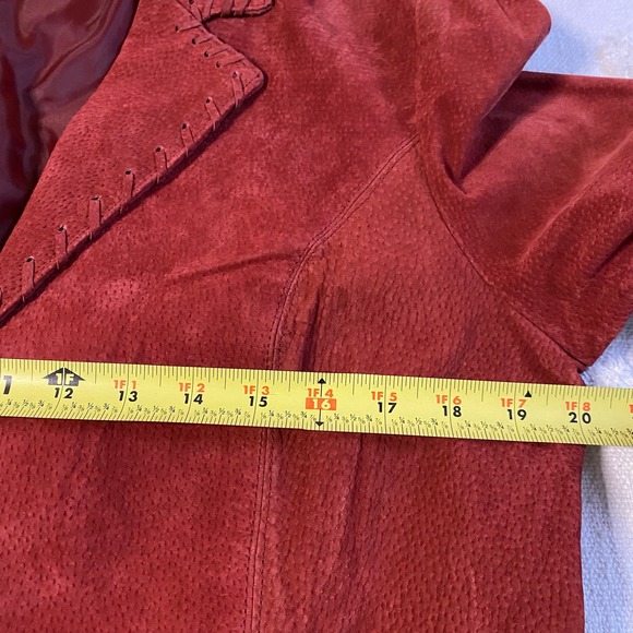 Vintage Red Y2K Hypo Active Genuine Suede Leather Jacket Blazer Size XL Oversize - Picture 6 of 8
